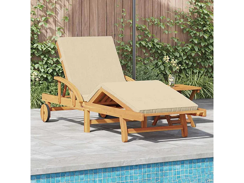 Transat 2 pcs Beige 40 x 40 x 40cm Bois d'acacia massif