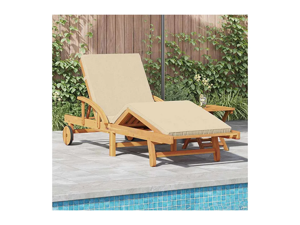 Transat 2 pcs Beige 40 x 40 x 40cm Bois d'acacia massif