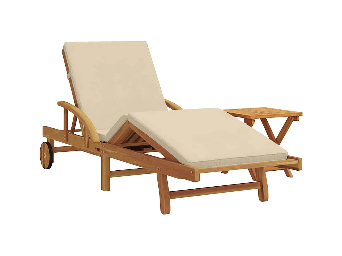 Transat 2 pcs Beige 40 x 40 x 40cm Bois d'acacia massif