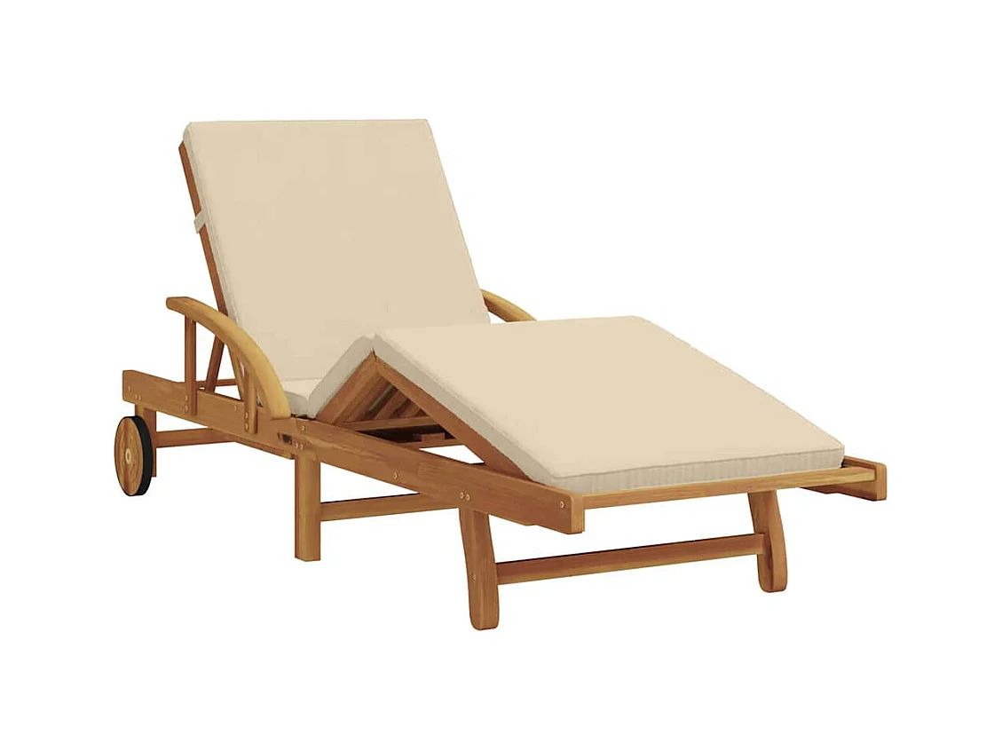 Transat 2 pcs Beige 40 x 40 x 40cm Bois d'acacia massif