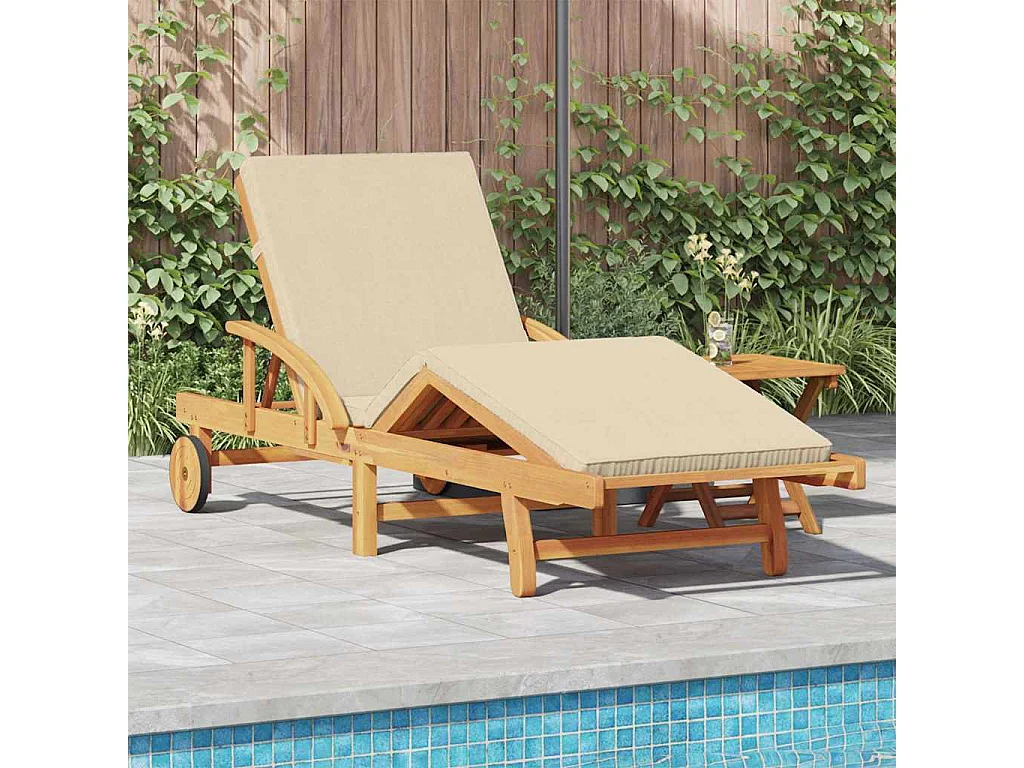 Transat 2 pcs Beige 40 x 40 x 40cm Bois d'acacia massif