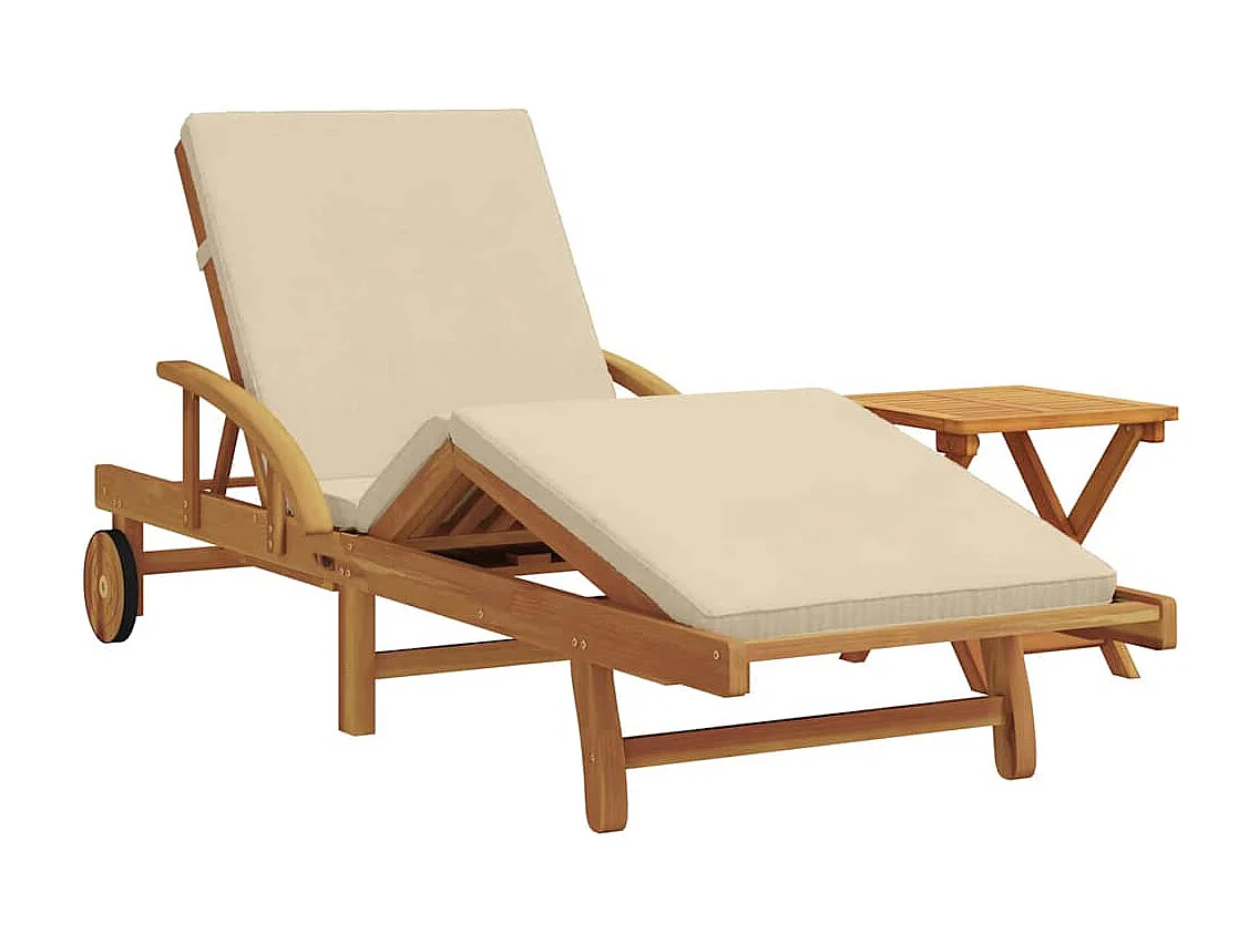 Transat 2 pcs Beige 40 x 40 x 40cm Bois d'acacia massif