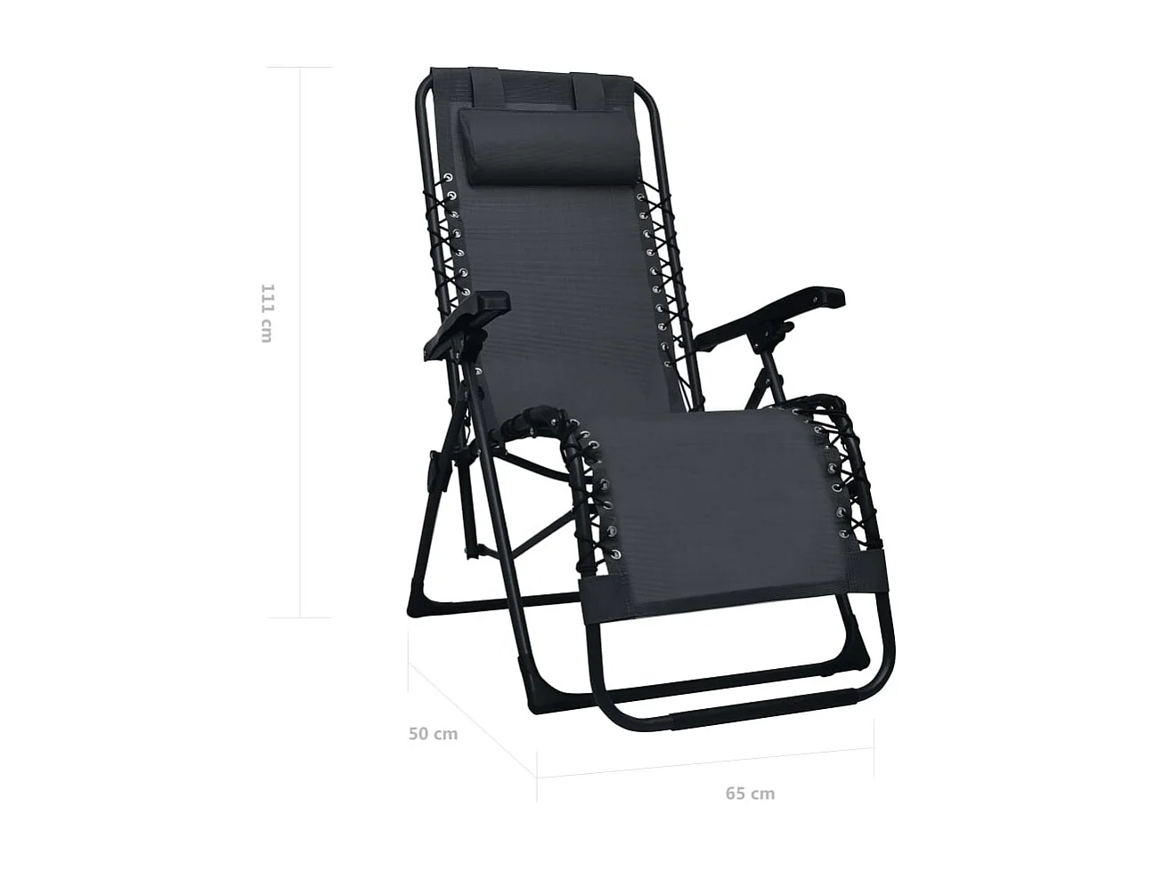 Chaise pliable de terrasse Noir Textilène