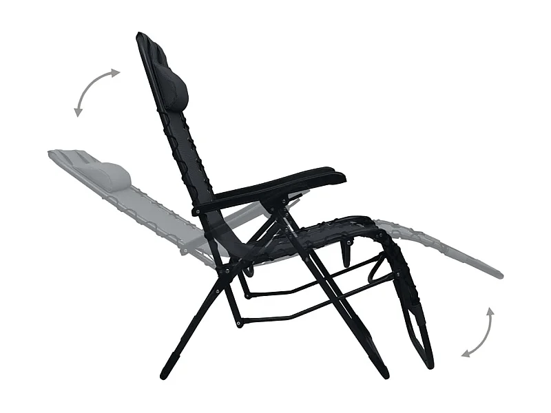 Chaise pliable de terrasse Noir Textilène