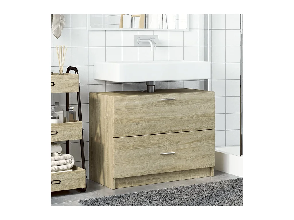 Mueble lavabo roble Sonoma 78x37x59 cm madera de ingeniería