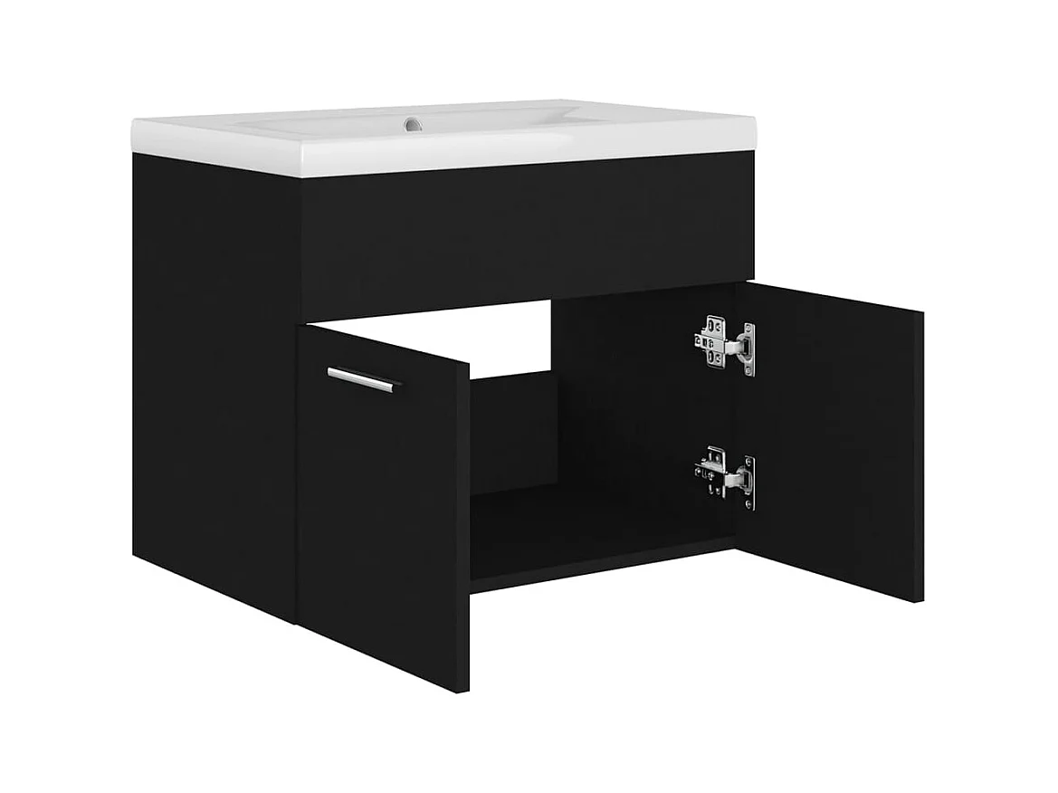 Mueble de lavabo con fregadero integrado Aglomerado negro