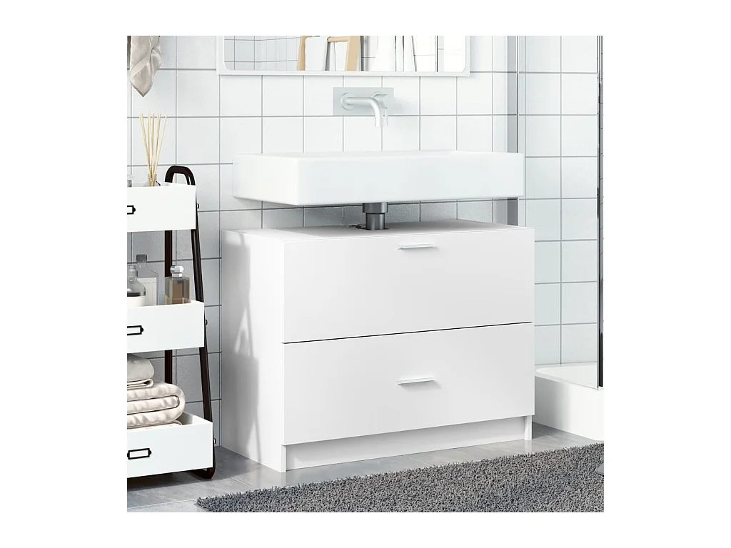 Witte wastafelkast 78x37x59 cm bewerkt hout