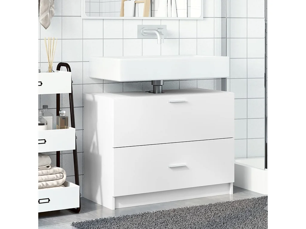 Mobile lavabo bianco 78x37x59 cm in legno ingegnerizzato