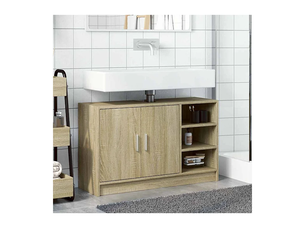 Waschbeckenunterschrank aus Sonoma-Eiche 90x29x55 cm Holzwerkstoff