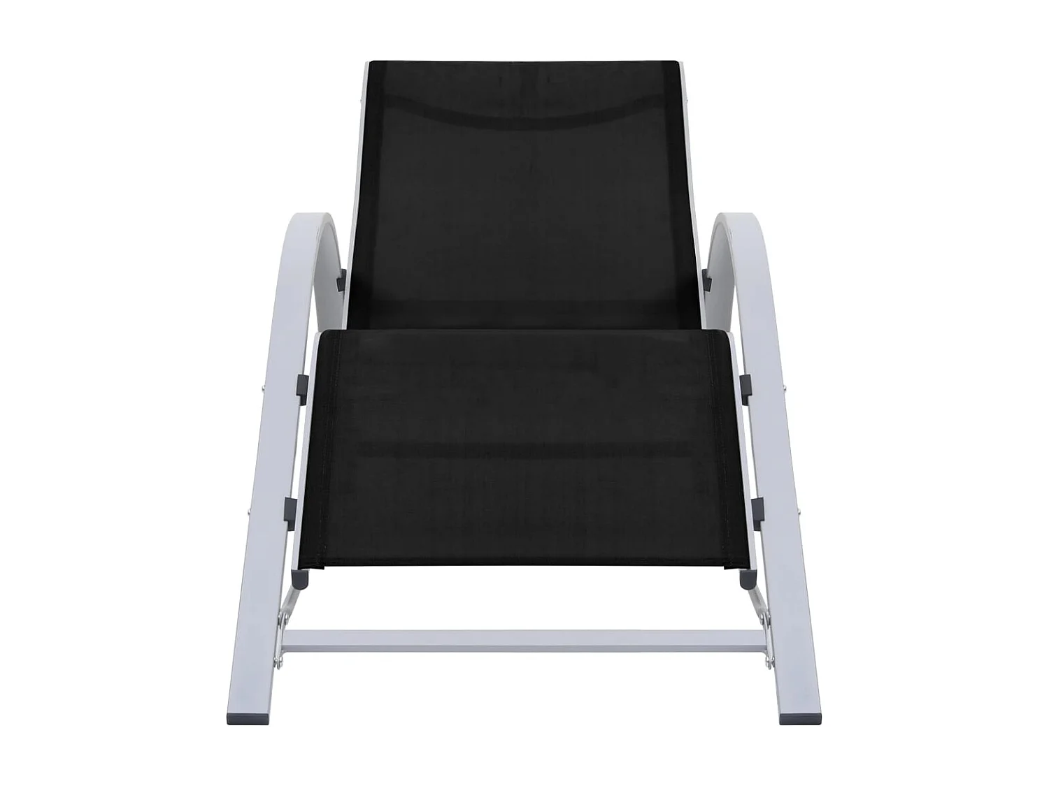 Set di 2 sedie a sdraio con tavolo in alluminio nero