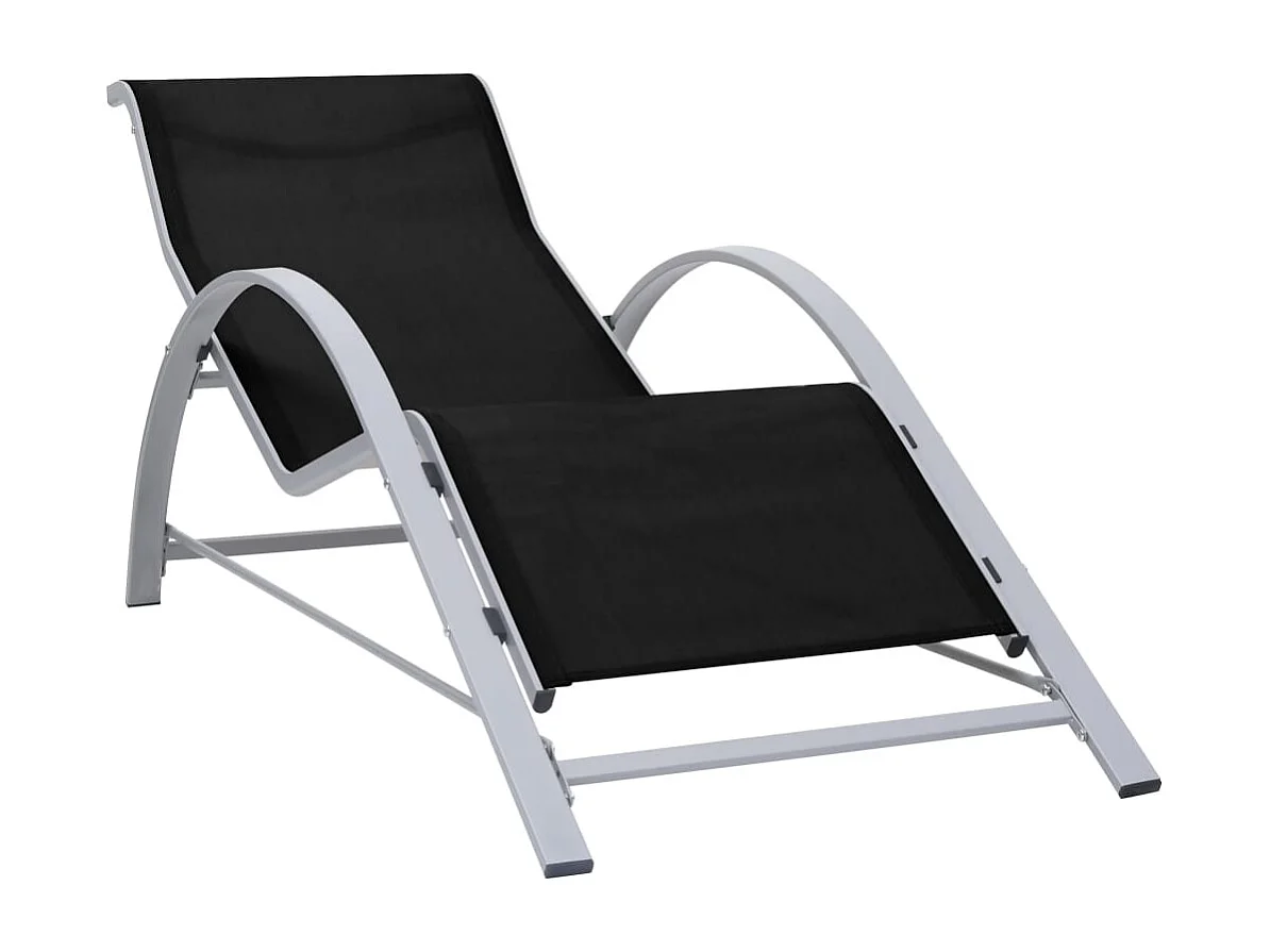 Set di 2 sedie a sdraio con tavolo in alluminio nero