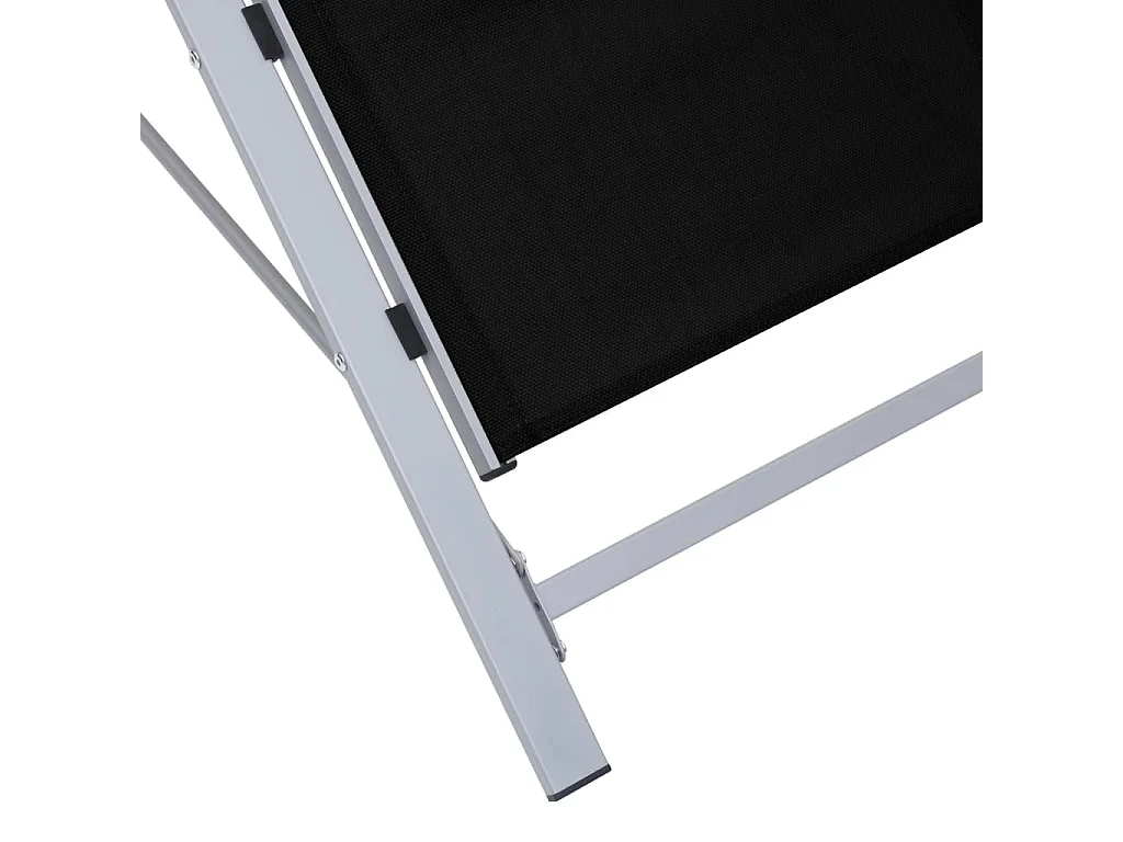 Set di 2 sedie a sdraio con tavolo in alluminio nero