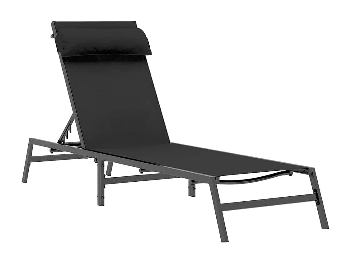 Transats avec table 3 pcs Noir et anthracite 197 x 54 x 86 cm