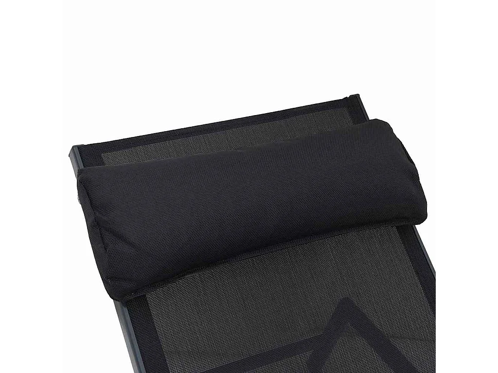 Transats avec table 3 pcs Noir et anthracite 197 x 54 x 86 cm