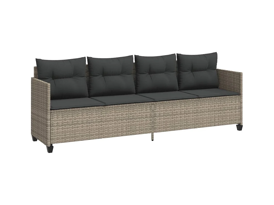 Chaise longue met lichtgrijze kussens van geweven hars