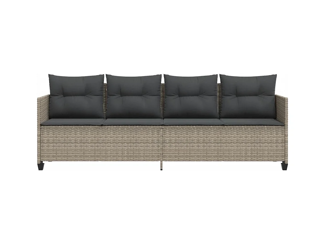 Chaise longue met lichtgrijze kussens van geweven hars