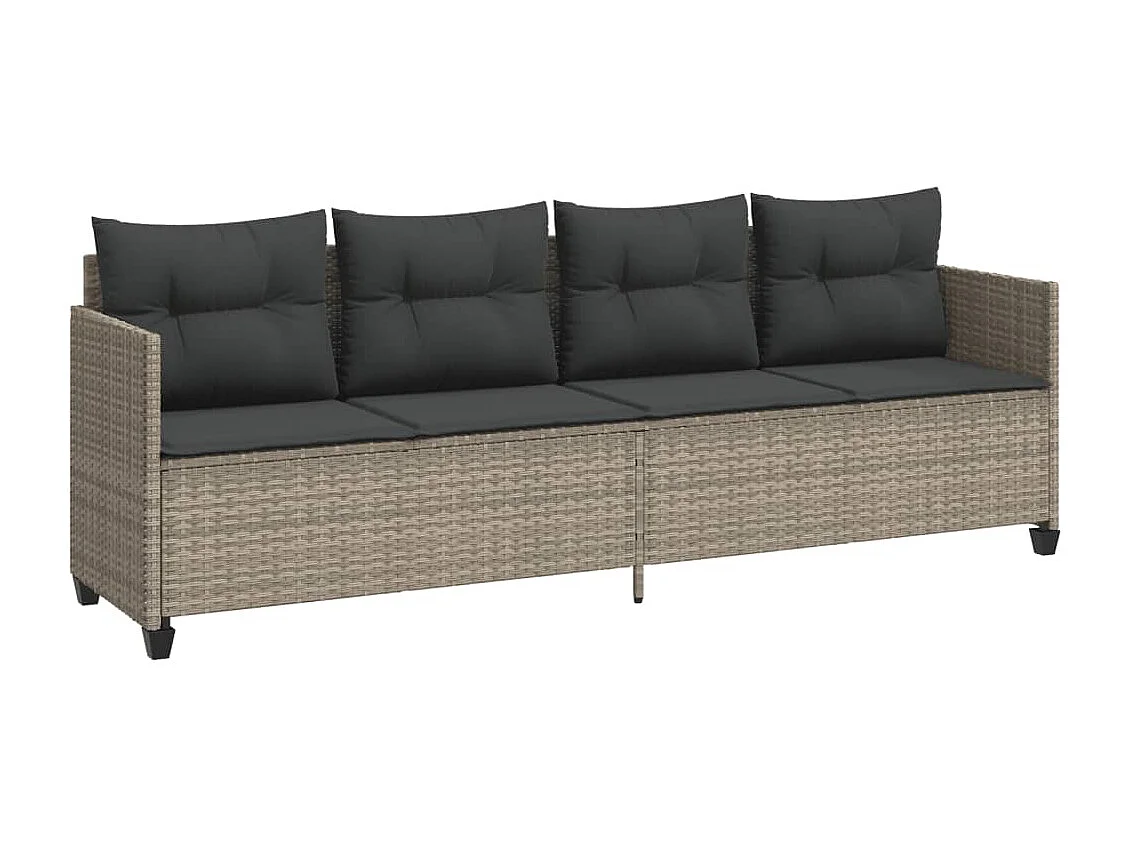 Chaise longue con cojines gris claro en resina trenzada