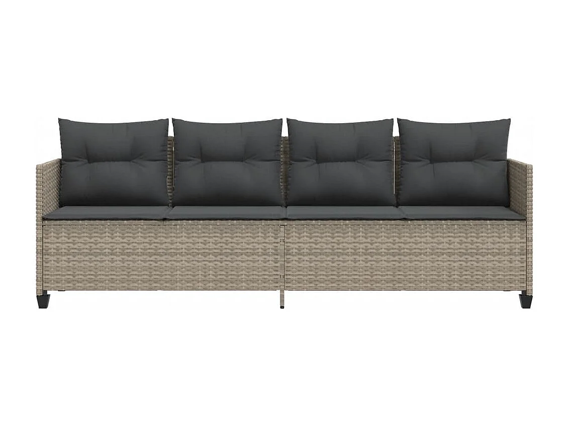 Chaise longue con cojines gris claro en resina trenzada