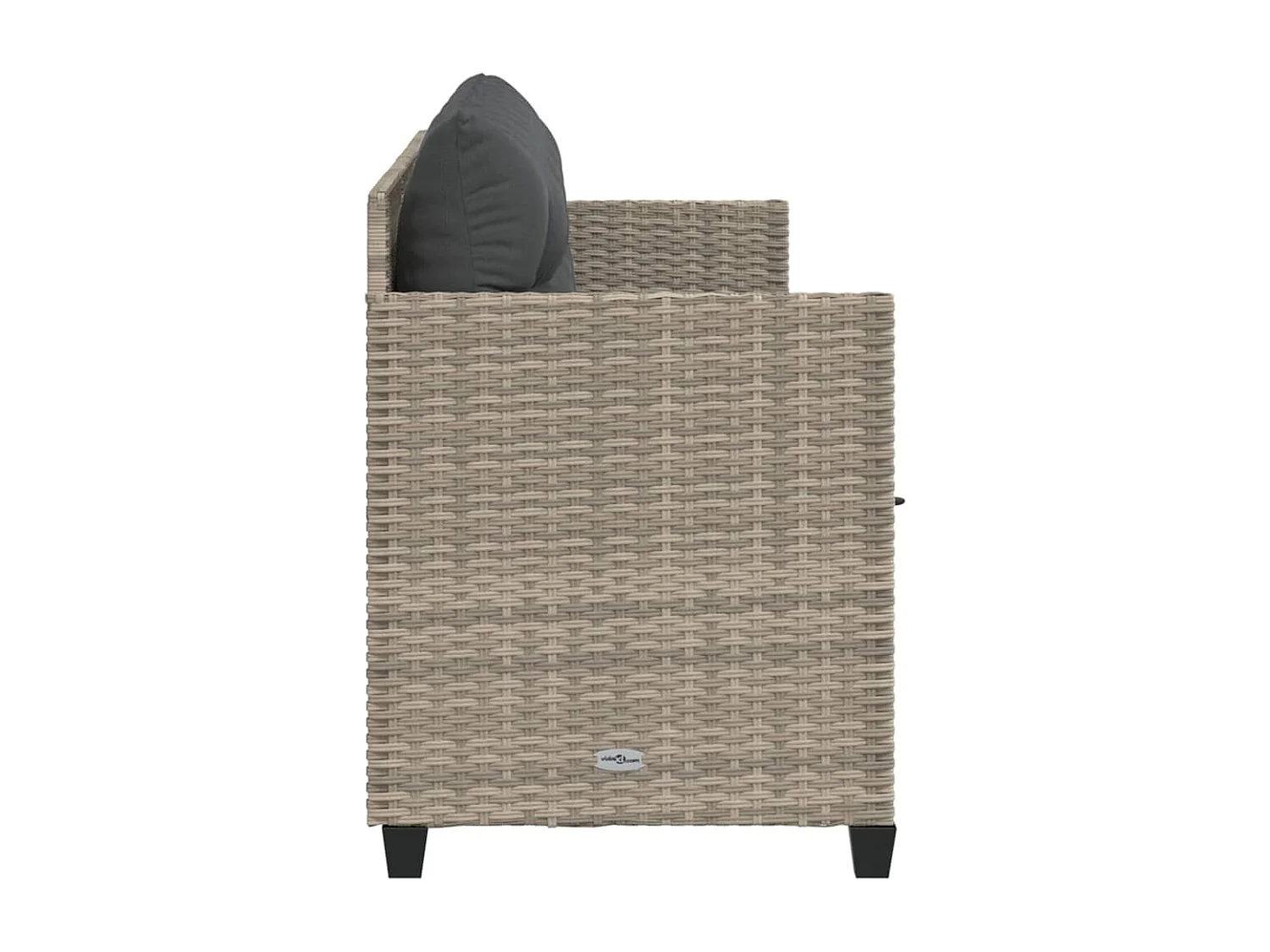 Chaise longue con cojines gris claro en resina trenzada