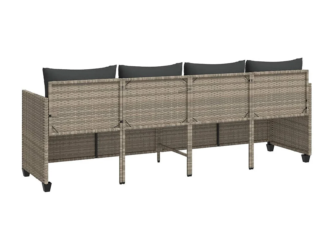 Chaise longue con cojines gris claro en resina trenzada