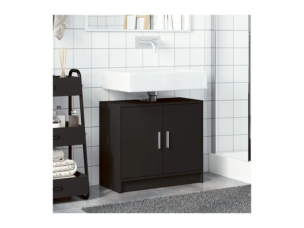 Zwarte wastafelkast 63x29x55 cm bewerkt hout