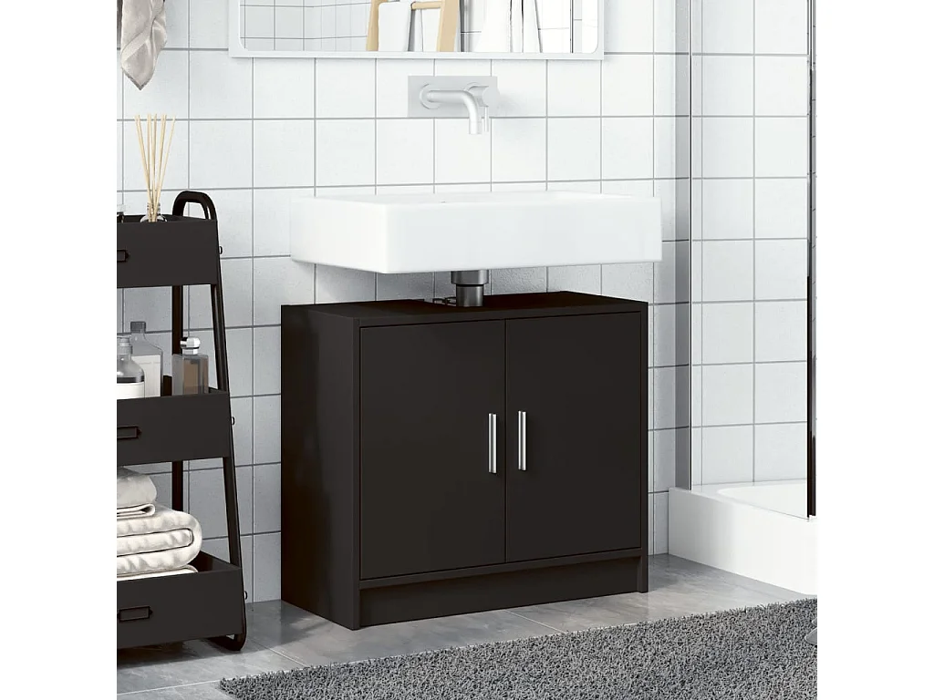Mobile lavabo nero 63x29x55 cm in legno ingegnerizzato