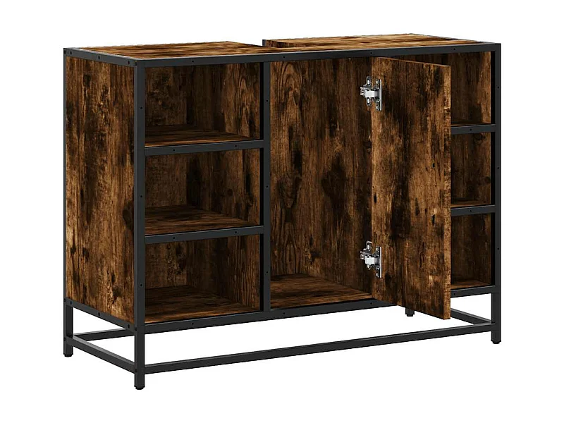 Badkamer wastafelkast van gerookt eikenhout