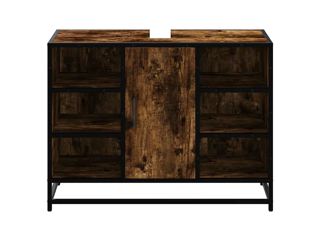 Badkamer wastafelkast van gerookt eikenhout