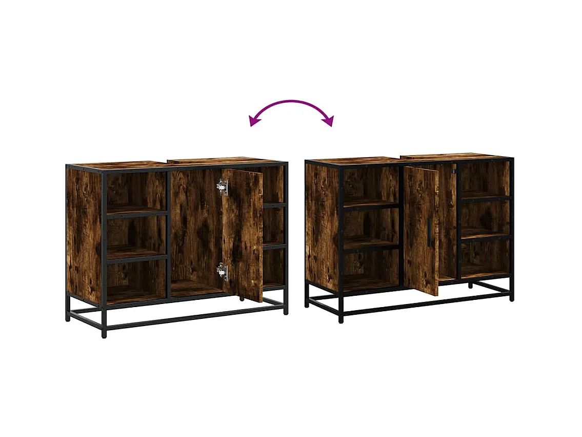 Badkamer wastafelkast van gerookt eikenhout