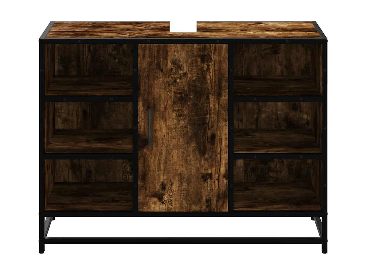 Badkamer wastafelkast van gerookt eikenhout