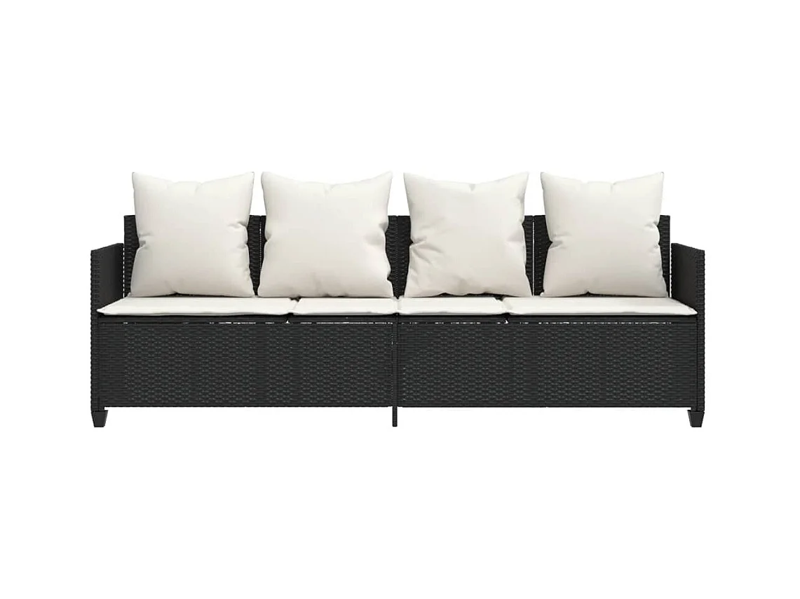 Chaise longue met zwarte kunsthars rieten kussens