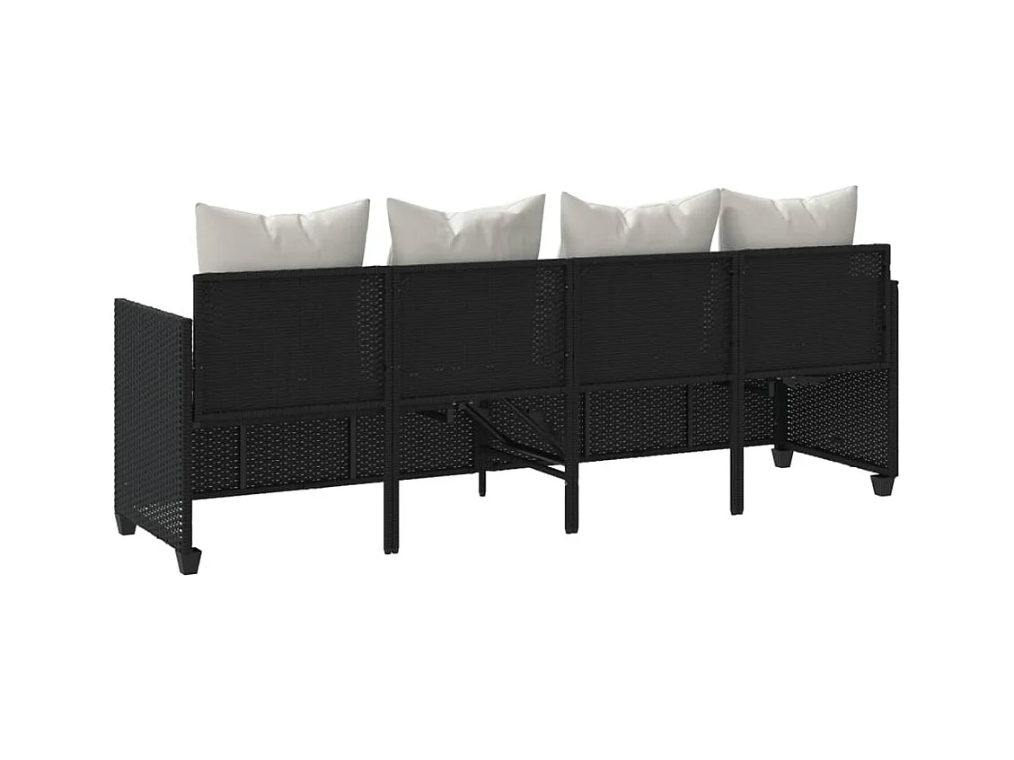 Chaise longue met zwarte kunsthars rieten kussens