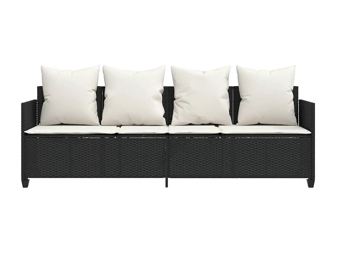 Chaise longue con cuscini in vimini di resina nera