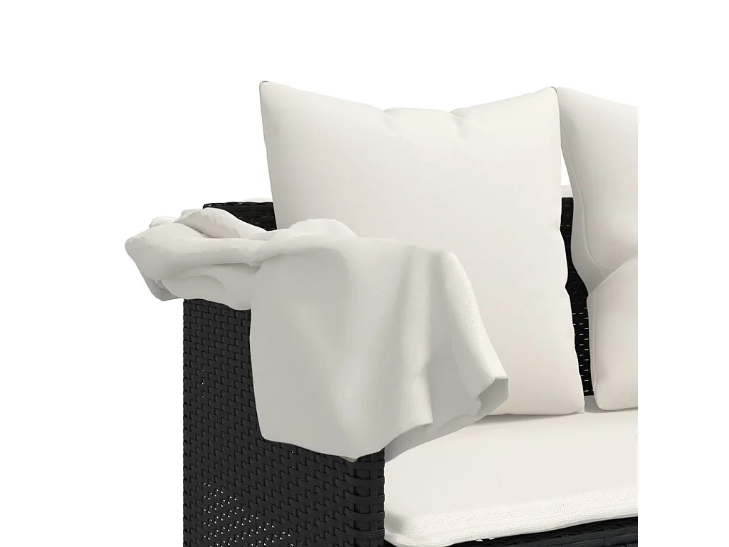 Chaise longue con cuscini in vimini di resina nera