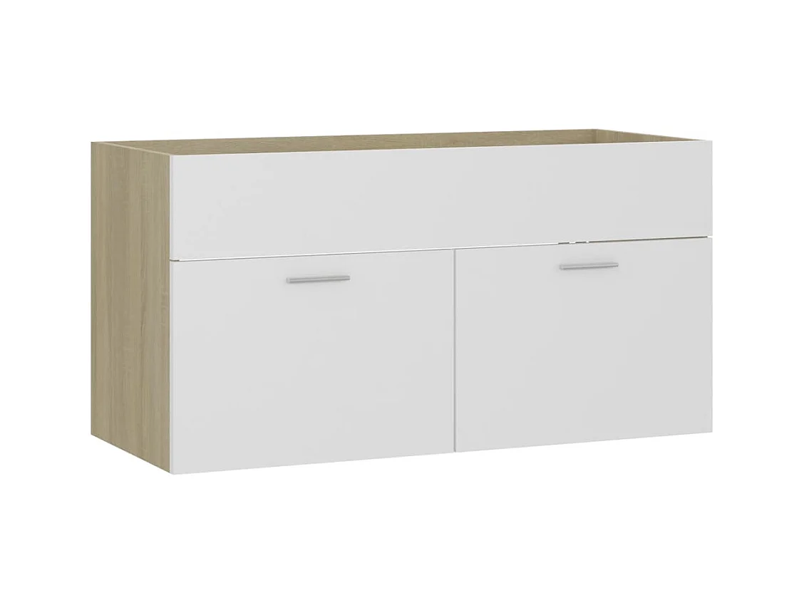 Mueble para fregadero de madera de ingeniería de roble blanco y Sonoma