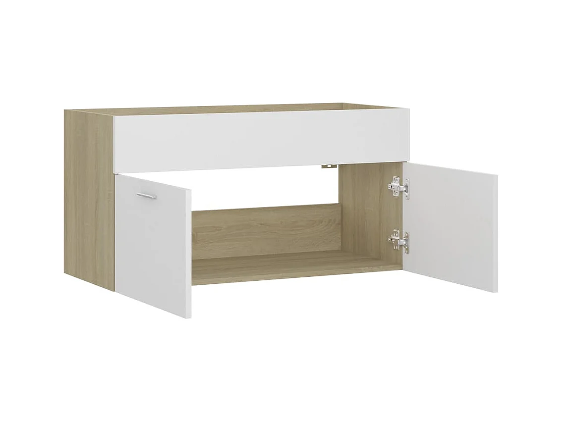 Mueble para fregadero de madera de ingeniería de roble blanco y Sonoma