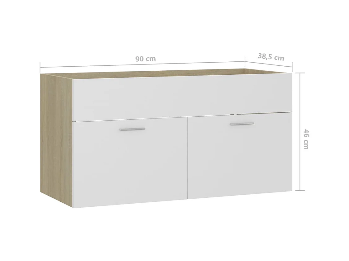 Mueble para fregadero de madera de ingeniería de roble blanco y Sonoma