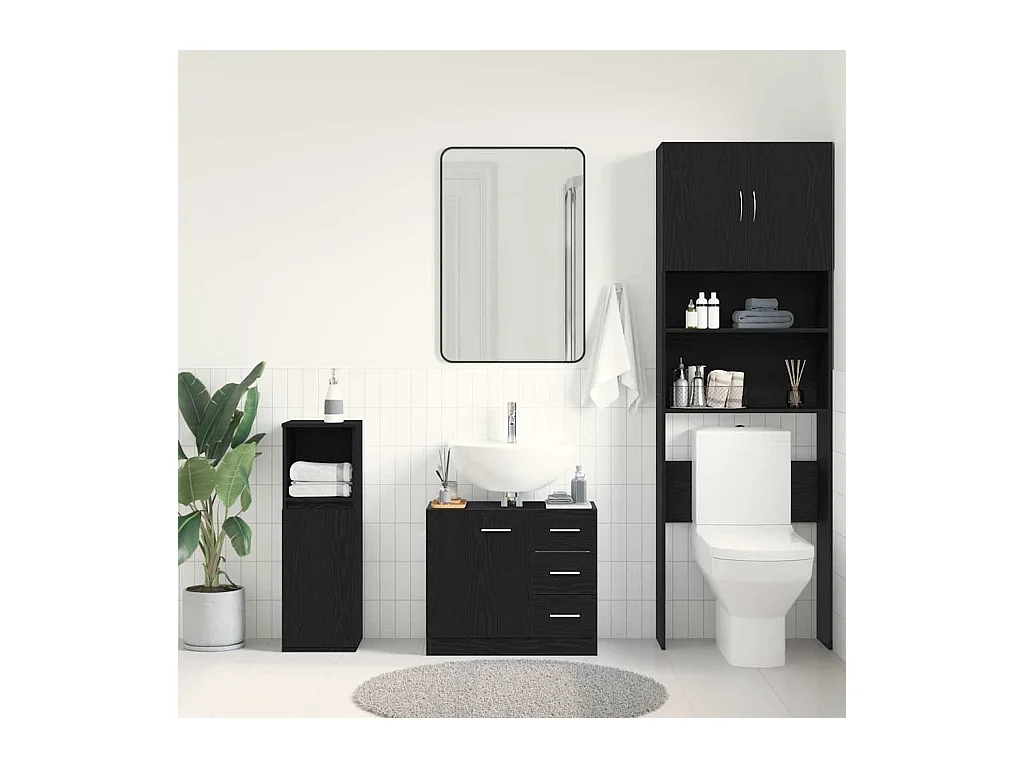 Mobile lavabo in rovere nero 63x30x54 cm Legno ingegnerizzato