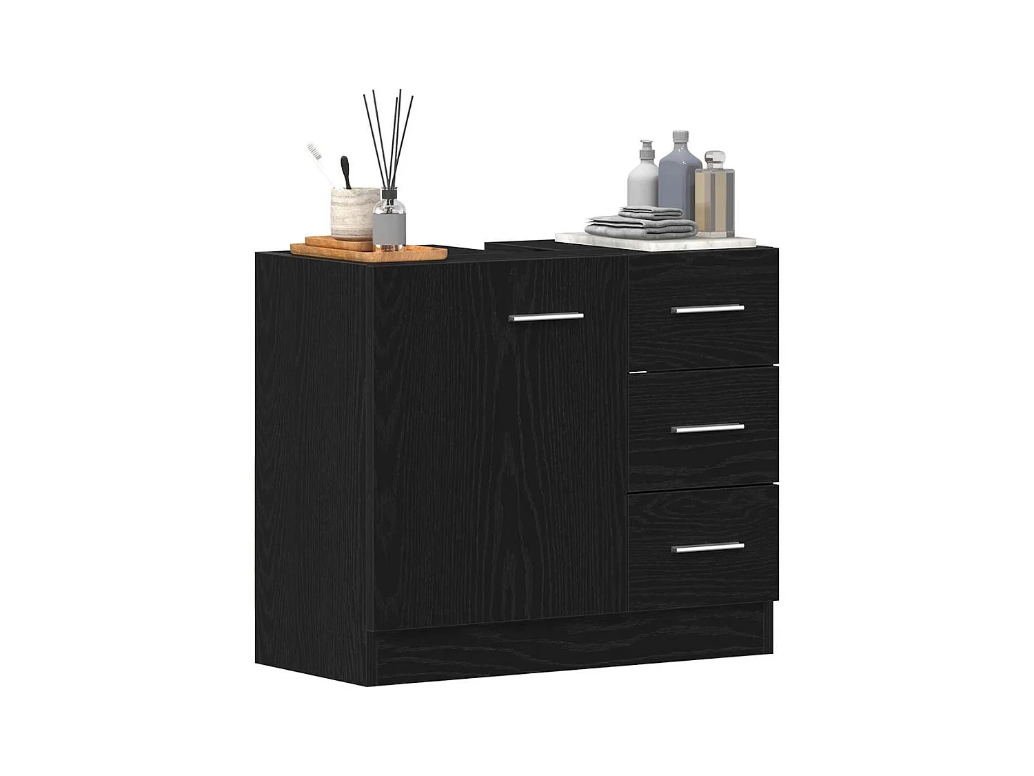 Mobile lavabo in rovere nero 63x30x54 cm Legno ingegnerizzato