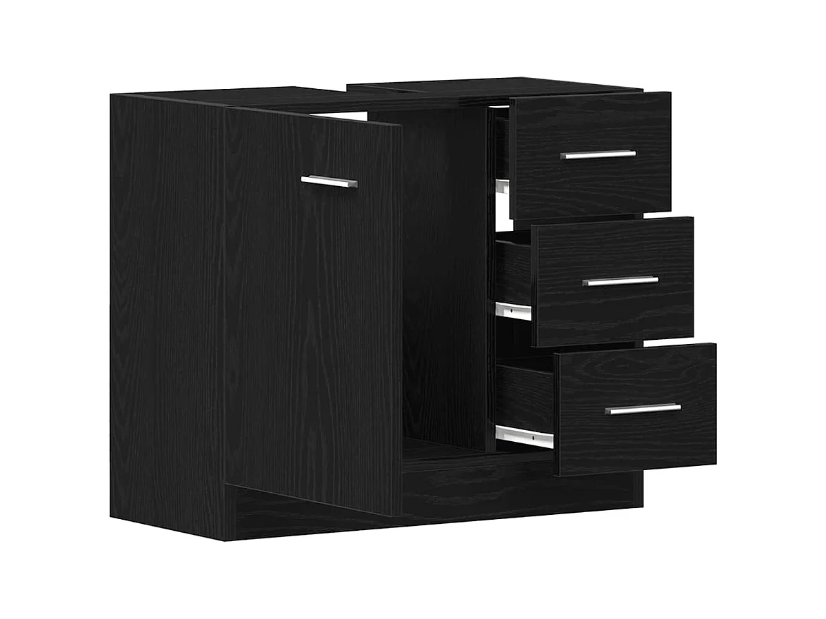 Mobile lavabo in rovere nero 63x30x54 cm Legno ingegnerizzato