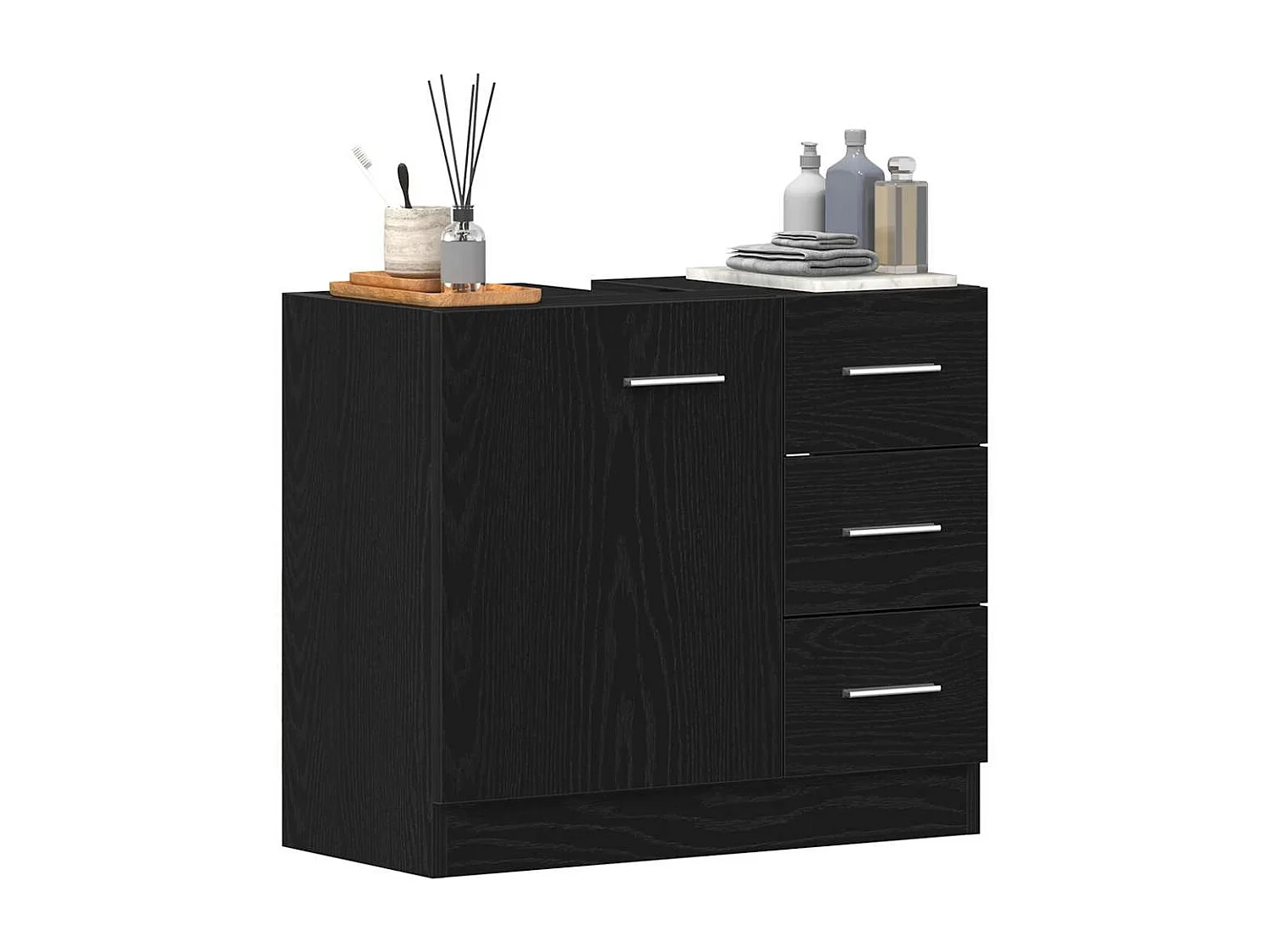 Armoire d'évier chêne noir 63x30x54 cm Bois d'ingénierie