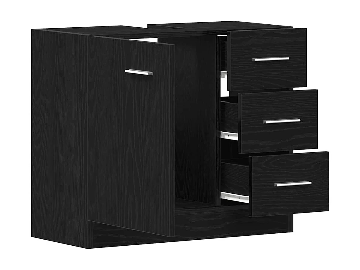 Armoire d'évier chêne noir 63x30x54 cm Bois d'ingénierie
