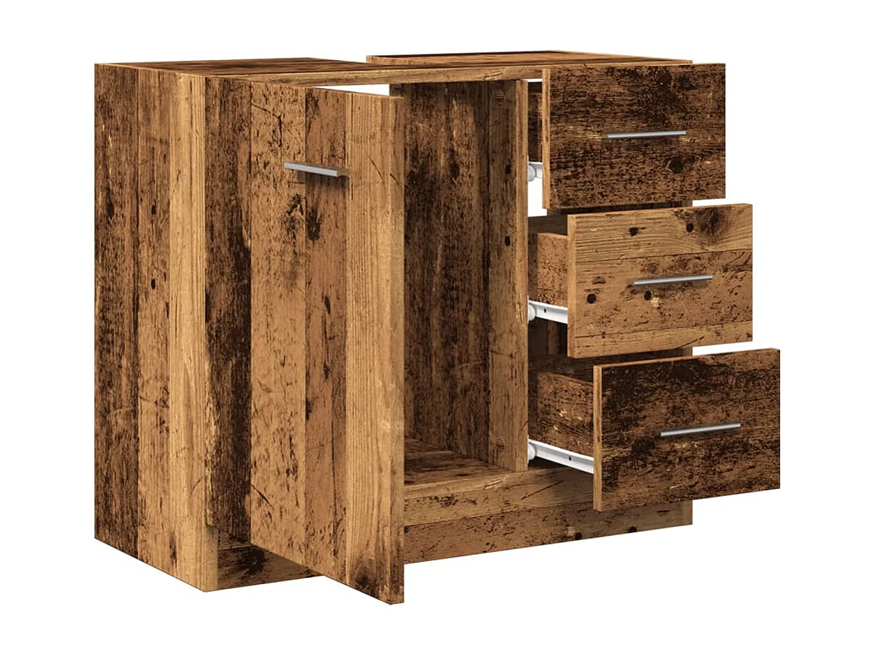 Mueble lavabo de madera antigua 63x30x54 cm madera de ingeniería