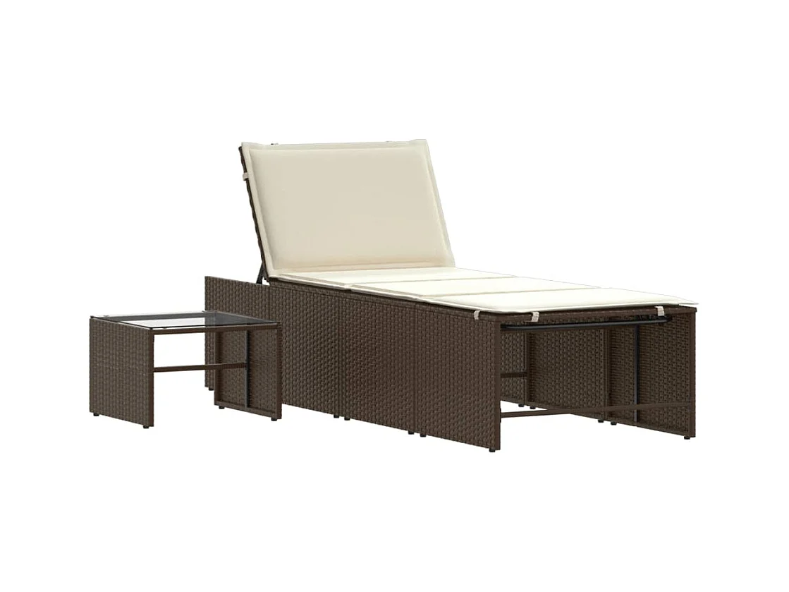 2-delige loungestoelen met tafel in bruin riethars