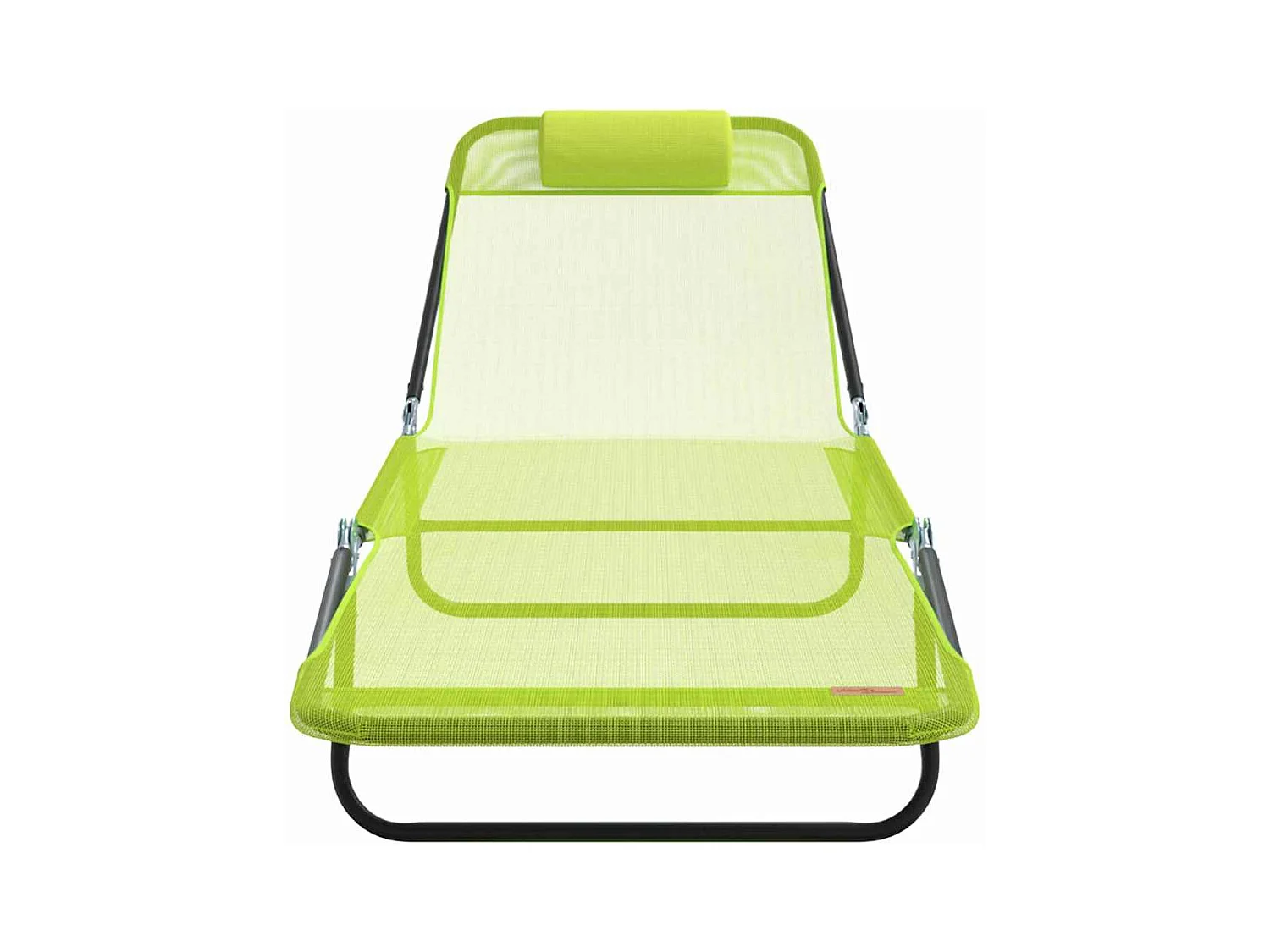 Chaise longue pliable avec têtière, vert textilène