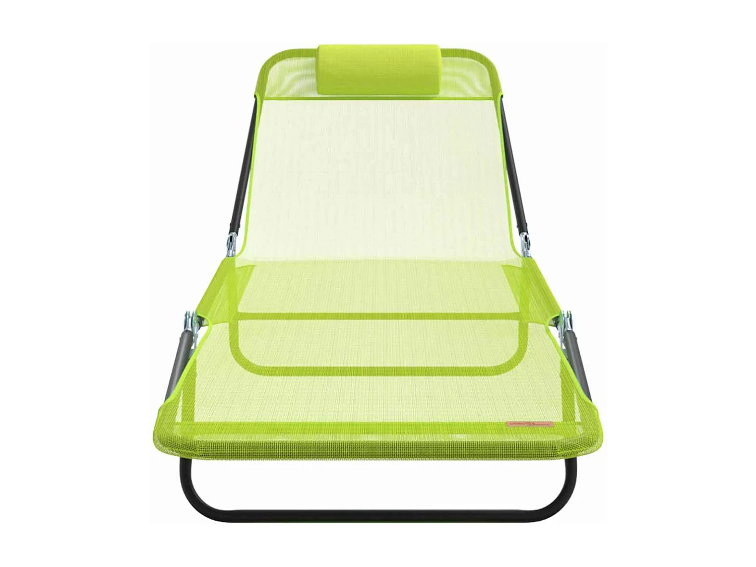 Chaise longue pliable avec têtière, vert textilène