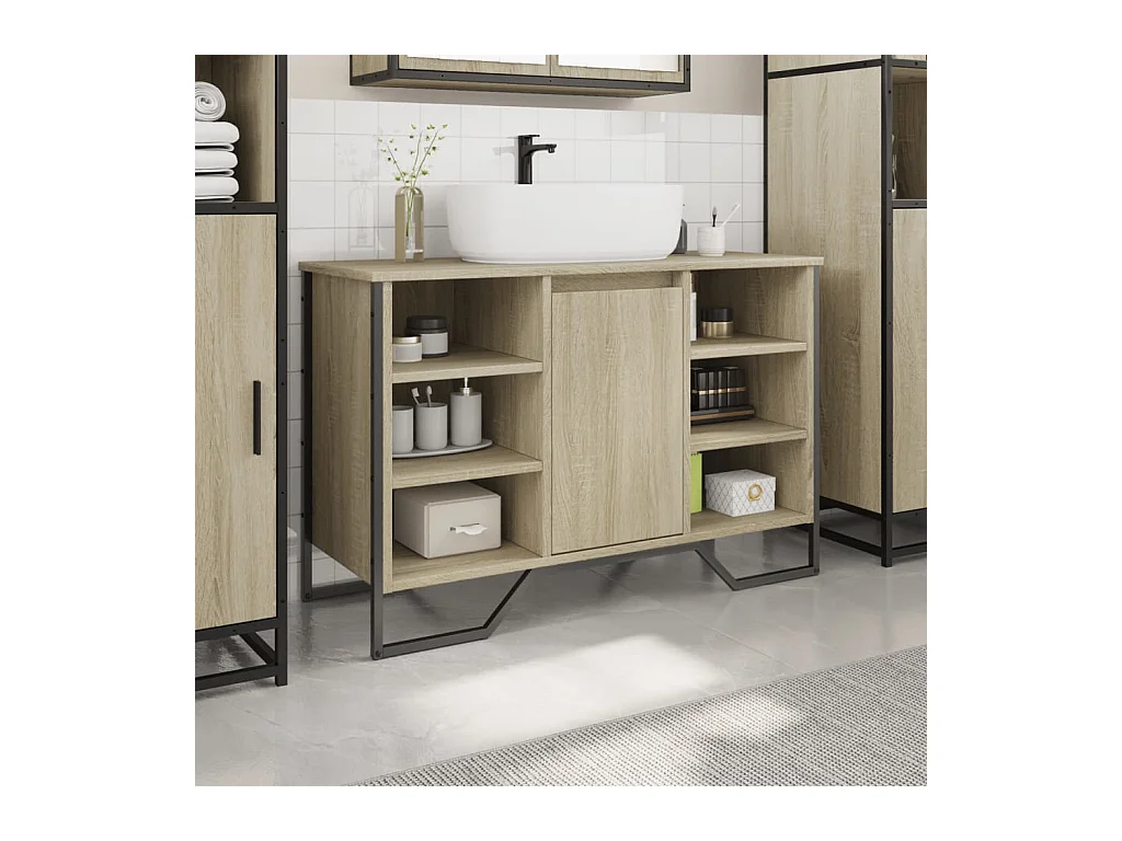 Mobile lavabo da bagno in rovere Sonoma 91x35x60 cm