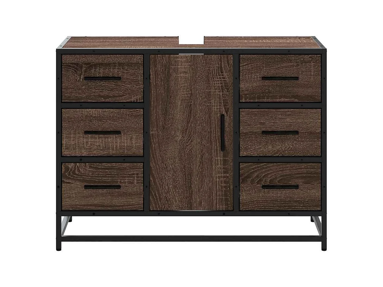 Badkamer wastafelkast bruin eiken bewerkt hout