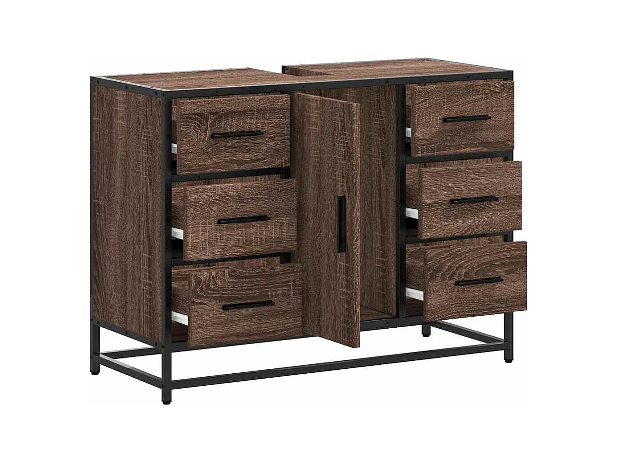 Badkamer wastafelkast bruin eiken bewerkt hout