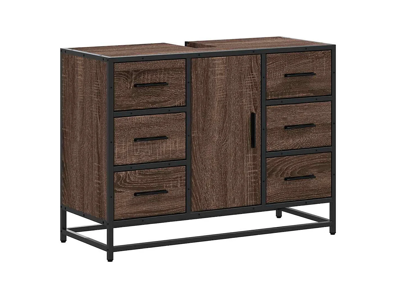 Armoire lavabo de salle de bain chêne marron bois d'ingénierie